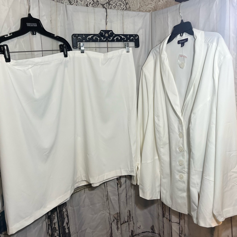 Roaman's Women's Plus Size Two Piece Skirt Suit - 42W, White